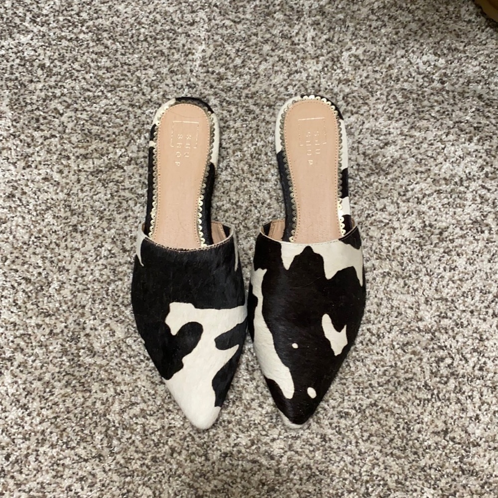 Cow print loafers